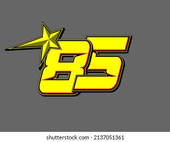 Vector star racing number 85. Flat design, Editable. Vector Illustration EPS 10