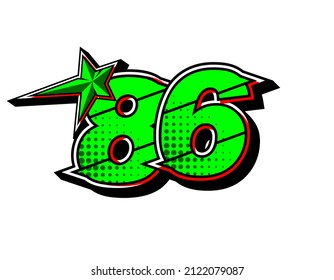 Vector star racing number 86. Flat design, Editable. Vector Illustration EPS 10