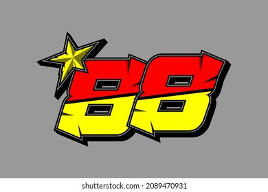 Vektorstar-Rennen Nummer 88. Flaches Design, Bearbeitbar. Vektorgrafik EPS10