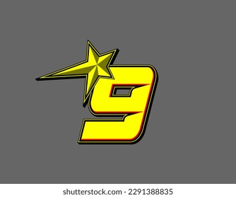 Vector star racing number 9. Flat design, Editable. Vector Illustration EPS 10
