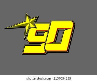 Vector star racing number 90. Flat design, Editable. Vector Illustration EPS 10