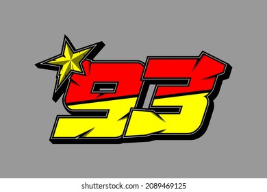Vektor-Star-Rennen Nr. 93. Flaches Design, Bearbeitbar. Vektorgrafik EPS10