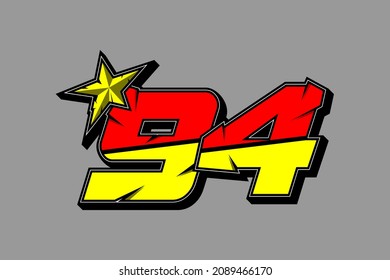 Vector star racing number 94. Flat design, Editable. Vector Illustration EPS 10