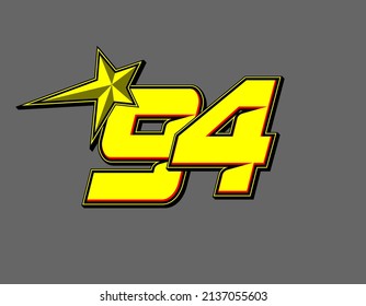 Vector star racing number 94. Flat design, Editable. Vector Illustration EPS 10