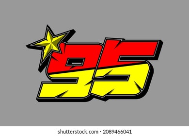 Vector star racing number 95. Flat design, Editable. Vector Illustration EPS 10