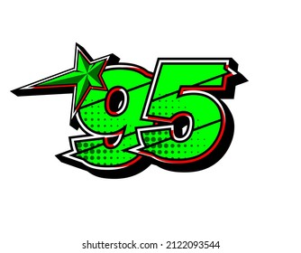 Vector star racing number 95. Flat design, Editable. Vector Illustration EPS 10