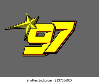 Vector star racing number 97. Flat design, Editable. Vector Illustration EPS 10