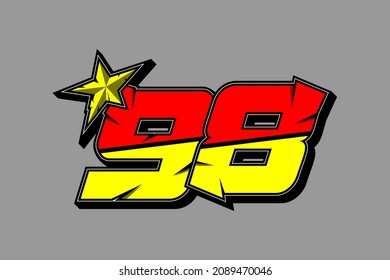 Vector Star Racing Number 98 Flat Stock Vector (Royalty Free ...