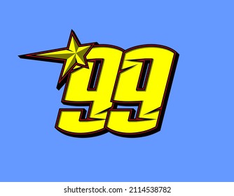 Vector star racing number 99. Flat design, Editable. Vector Illustration EPS 10