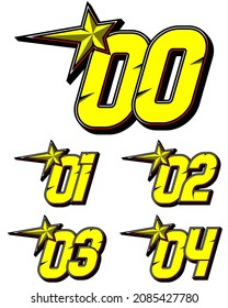 Vector star racing number. Simple set of racing numbers. Flat design, Editable. Vector Illustration EPS 10