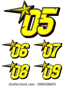 Número de carreras de estrellas del vector. Simple conjunto de números de carreras. Diseño plano, editable. Vector Illustration EPS 10