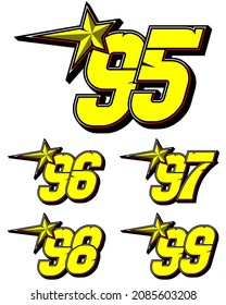 Vector star racing number. Simple set of racing numbers. Flat design, Editable. Vector Illustration EPS 10