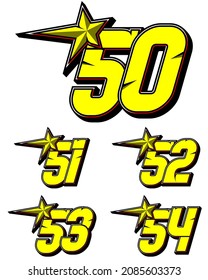Vector star racing number. Simple set of racing numbers. Flat design, Editable. Vector Illustration EPS 10