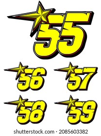 Vector star racing number. Simple set of racing numbers. Flat design, Editable. Vector Illustration EPS 10