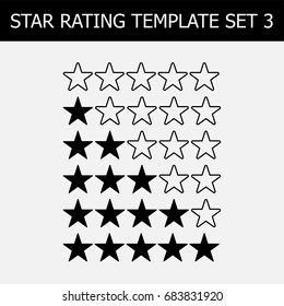 Vector star rating assessment. Black and white illustration. Template for web design.