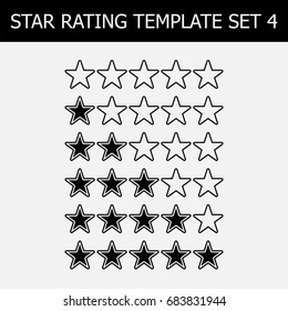Vector star rating assessment. Black and white illustration. Template for web design.
