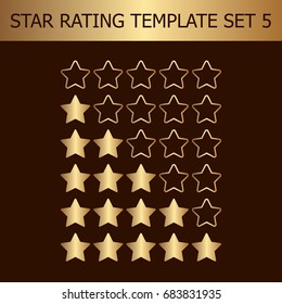Vector star rating assessment. Illustration with golden gradient. Template for web design.