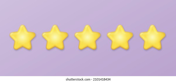Vector star rating with five gold stars concept. Five stars. Quality sign. Customer feedback concept