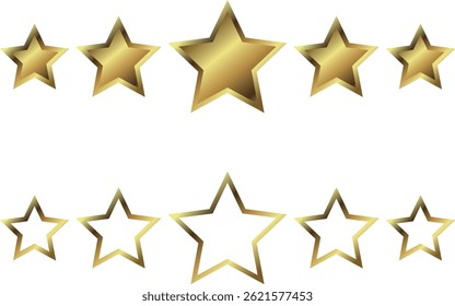 Vector star rating icons for feedback and reviews. Includes 1 to 5 stars, half stars, filled and outlined styles. Perfect for UI UX, product ratings, reviews, and feedback systems.