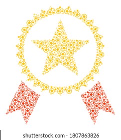 Vector star seal collage is done of scattered self star seal items. Recursion collage of star seal.