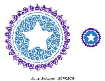 Vector star seal stamp composition is created from randomized recursive star seal stamp icons. Recursion collage from star seal stamp.