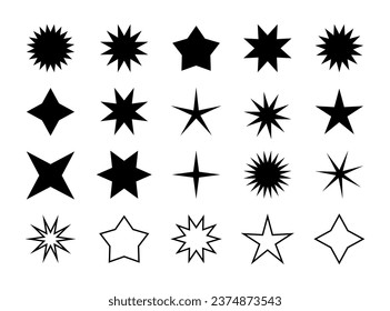 Vector star shapes collection. Decorative stars isolated on white.