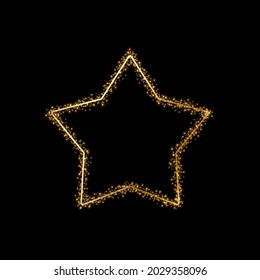 Vector star shapes gold frame with glitter and flares.