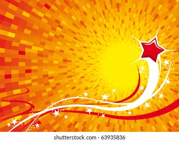 Vector Star with shine orange background