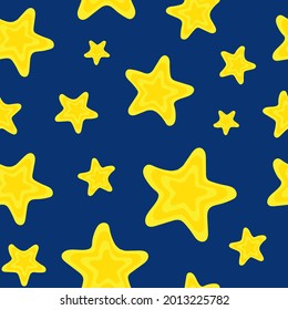Vector star sky seamless pattern. Cartoon night sky with shining stars background. Cosmic pattern about astrology, astronomy for design, wallpaper, backdrop, wrapping, print, textile, decoration