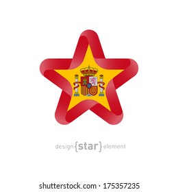 The vector star with Spain flag colors and symbols