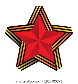 vector star with St. George ribbon, holiday sign, postcard for the holiday, February 23, May 9, defenders of the fatherland day, victory day