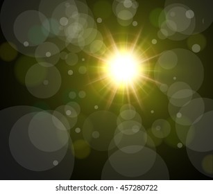 Estrella vectorial, sol con fondo de lente de bokek