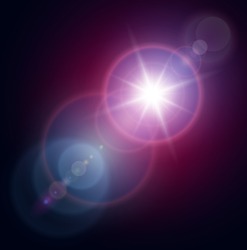 Vector Star, Sun With Lens Flare.