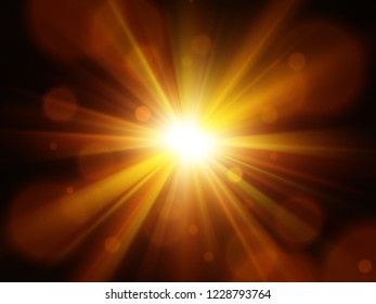 Vector star, sun with lens flare. Abstract vector explosion.