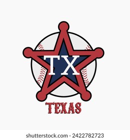 vector of star texas baseball perfect for print, apparel design, etc