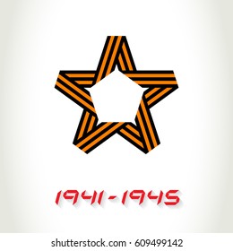 Vector Star for Victory Day made of St. George ribbon and the years of the great Patriotic war.