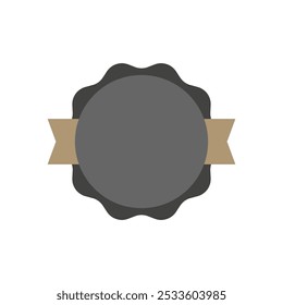 Vector starburst icono, forma de explosión de sol de Anuncio y etiqueta sobre fondo blanco con cinta gris oscuro. Diseño de elemento de diseño plano para diploma, certificado, certificación.