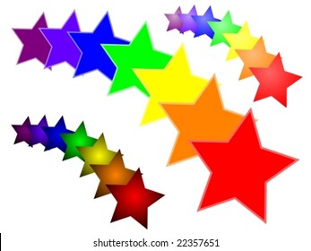 Vector starburst in rainbow colours - includes variations with gradient and no borders