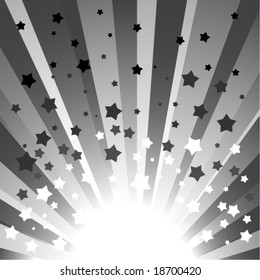 Vector starburst in retro black and white style