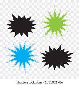 Vector Starburst set. Starburst explosion comic shapes. Speech boom bubble 