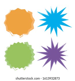 Vector Starburst set. Starburst explosion comic shapes. Speech boom bubble