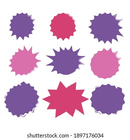 Vector Starburst set. Starburst explosion comic shapes. Speech boom bubble 