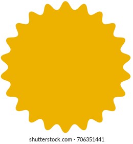 Vector starburst, sunburst badge. Orange color. Simple flat style Vintage  label, sticker. Design elements.