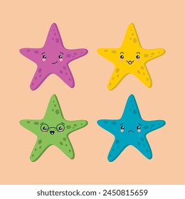a vector of starfish with faces