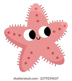 Vector starfish icon. Under the sea illustration with cute funny star fish. Ocean animal clipart. Cartoon underwater or marine clip art for children isolated on white background
