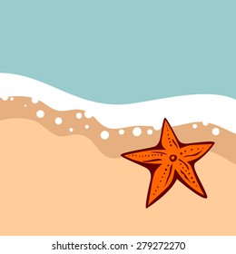 vector starfish on the beach