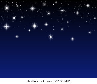 Vector starry night space background with sparkling shinning stars in the sky