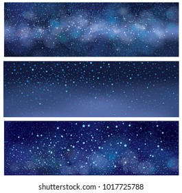 Vector starry sky   banners.  Milky way galaxy.