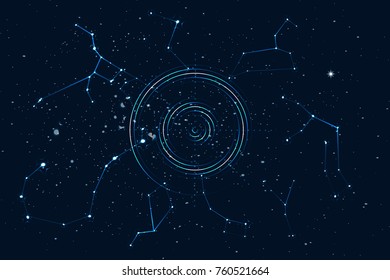 vector starry sky. constellations and fractals. can be used in website design, postcards, patterns, etc.