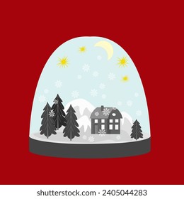 Vector - starry sky in a glass globe, illustration.